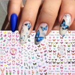3D Butterfly Nail Stickers Decals - High-glossy Self-adhesive Nail Art Accessories Cartoon Animal Theme Single Use Glitter Embel