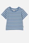 Cotton On Jamie Short Sleeve Graphic Print Tee - Riley Dusty Blue vanilla Stripe