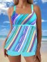 Colorful Digital Pattern Tankini Sets Boxer Shorts Stretchy Tummy Cover Two Piece Swimsuit Women's Swimwear & Clothing