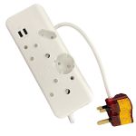 Ellies 4 Way + 2 USB Socket High Surge Protector