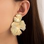 Unique Double Metal Flower Design Stud Earrings Iron 18K Gold Plated Jewelry Bohemian Sexy Style Personality Female Earrings