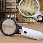 Reading Visual Magnifier With 3 LED Light MINI Portable 3-45X Handheld Black