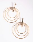 Goldair Gold Bar & Triple Circle Earrings