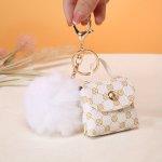 Chic Vintage-style Faux Leather Keychain With MINI Magnetic Button Tassel & Plush Ball - Perfect For Women's Bags & Travel Acces