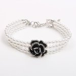 Xksrwe Dog Cat Pearls Necklace Collar With Rhinestones Rose Charm Pet Puppy Jewelry Accessory Medium