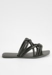 Knotted Detail Slip On Flat Sandals - Black