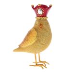 Goldair Gold Resin Bird Wearing A Crown 9X6X13CM