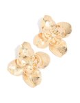 Goldair Gold Diamante Centre Textured Flower Stud Earrings