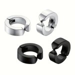 1PAIR 2PAIRS Stainless Steel Men's Ear Clips Non-piercing Earrings Punk Clip Earrings For Men