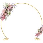 Putros 8FT Gold Round Backdrop Stand Metal Circle Balloon Arch Frame Wedding Arch For Ceremony Birthday Party Anniversary Bridal