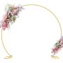 Putros 8FT Gold Round Backdrop Stand Metal Circle Balloon Arch Frame Wedding Arch For Ceremony Birthday Party Anniversary Bridal Graduation Decoration