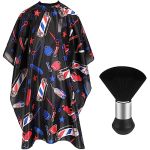 Febsnow Professional Hair Cutting Barber Cape With Neck Duster Brush Tri Coloured Light Print Barber Cape For Barber Shop Hair C