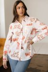 White Rodeo Cowgirl Print Western Button Up Shirt - White XL UK14-16 SA38-40