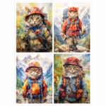 Tear Resistant Deco Print A6 Mountain Cats