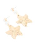 Goldair Gold Diamante Pearl Starfish Drop Earrings
