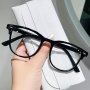 Fashionable Anti Eyestrain Glasses Round Black Frame Clear Lens For Daily Decoration