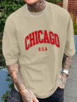 Chicago Usa Print Men's Casual Trendy Fashion Crew Neck T-Shirt