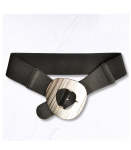 Big Oblong Buckle Elastic Belt - Silver Free