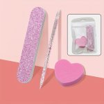 3-PIECE Nail Tool Crystal Dot Drill Rod Heart Shaped Nail File Block For Polishing