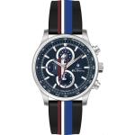 Ben Sherman Mens Silver-tone Chronograph Watch With Navy Dial And Striped Silicone Strap