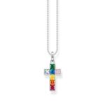 Necklace Cross Colourful Stones Silver - L45V