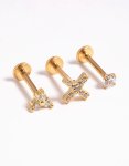 Goldair Gold Plated Titanium Cubic Zirconia Vine Clicker Ring
