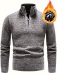 Warm Herringbone Twill Pullover Sweater Men's Casual High Neck Mid Stretch Jacket Sweater For Fall Winter