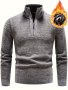 Warm Herringbone Twill Pullover Sweater Men's Casual High Neck Mid Stretch Jacket Sweater For Fall Winter