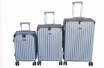 Smte Abs Hardshell Lightweight Durable Spinner Wheels Luggage Set Silver 3 Piece With Keychain