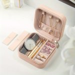 Elegant Leather Jewelry Organizer Box - Portable Travel Case For Earrings Necklaces Rings Zippered Storage With Faux Leather Int