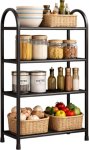 4-TIER Storage Rack Black Metal Frame Kitchen Organizer Shelf Multi-purpose Display Stand Iron Organizer Kitchen Rack