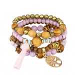Boho Bracelets Pack Of 4 Wooden Beads Women's Bracelet Tassel