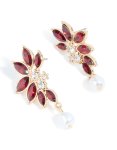 Goldair Gold Red Diamante Pearl Marquise Stud Earrings