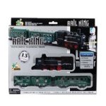 Train Set - Rail King - Bpa-free Plastic - Black & Green - 13 Piece