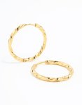 Waterproof Gold Plated Stainless Steel Bamboo Hoop Earrings
