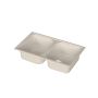 Elba Square Quartz And Resin Double Bowl Kitchen Sink White L86CM X W50CM