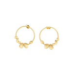 Grecian 18CT Gold Leaf Midi Hoop Earrings - Gold