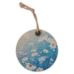 Wooden Gift Tag White Daisies 12CM