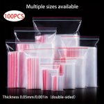 100PCS Pe Plastic Zipper Bags For Cookie Candy Snack Dry Fruit Grain Cereal Spices Portable Travel Storage Transportation Leakpr