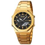 Skmei Gold And Black Analog And Digital Dual Display Watch