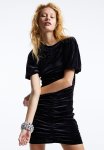 Gathered Bodycon Dress - Black