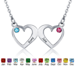N301 - 925 Sterling Silver Couples Names & Birthstones Necklace