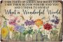 Dragonfly Flowers Tin Sign What A Wonderful World Garden Decor