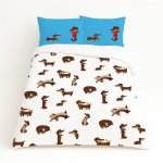 Kids Duvet Set Blue Dachshund Party Adventures