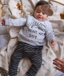 Shine All Day Gray Crewnek Top And Striped Pants