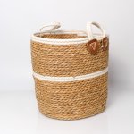 Cotton bulrush Basket With Handle Medium - Cream