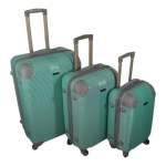 Smte Quad Wheel Travel Luggage 3 Piece Luggage Set Protected Soda Green With Keychain