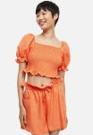 Smocked Cropped Top - Orange