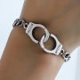 Silvery Handcuff Charm Bracelet Adjustable Chain Link Fashion Accessory Daily Wear Creative Gift For Women