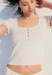 Ribbed Jersey Top - White
